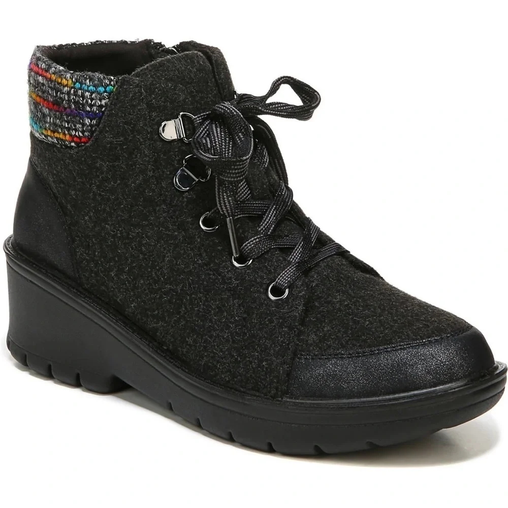Bzees Machine-Washable Lace-Up Booties- Brooklyn (WIDE)